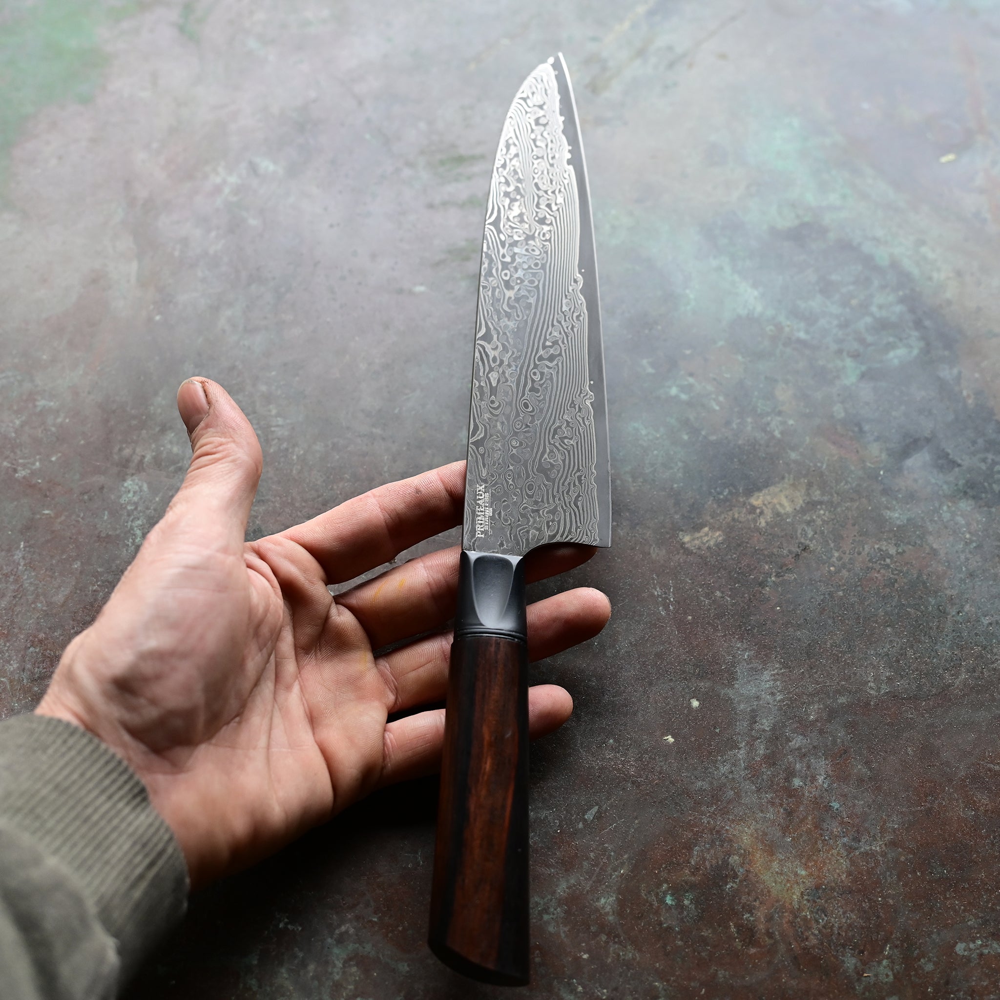Turkish Walnut Damascus Santoku