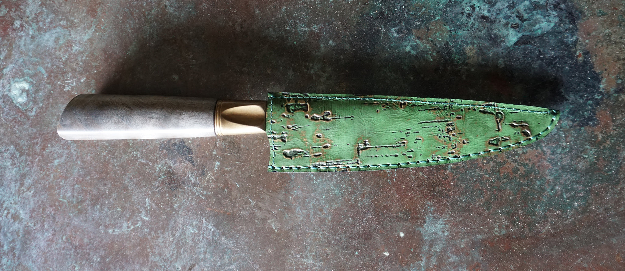 Leather Petty Knife Saya in Golden Moss