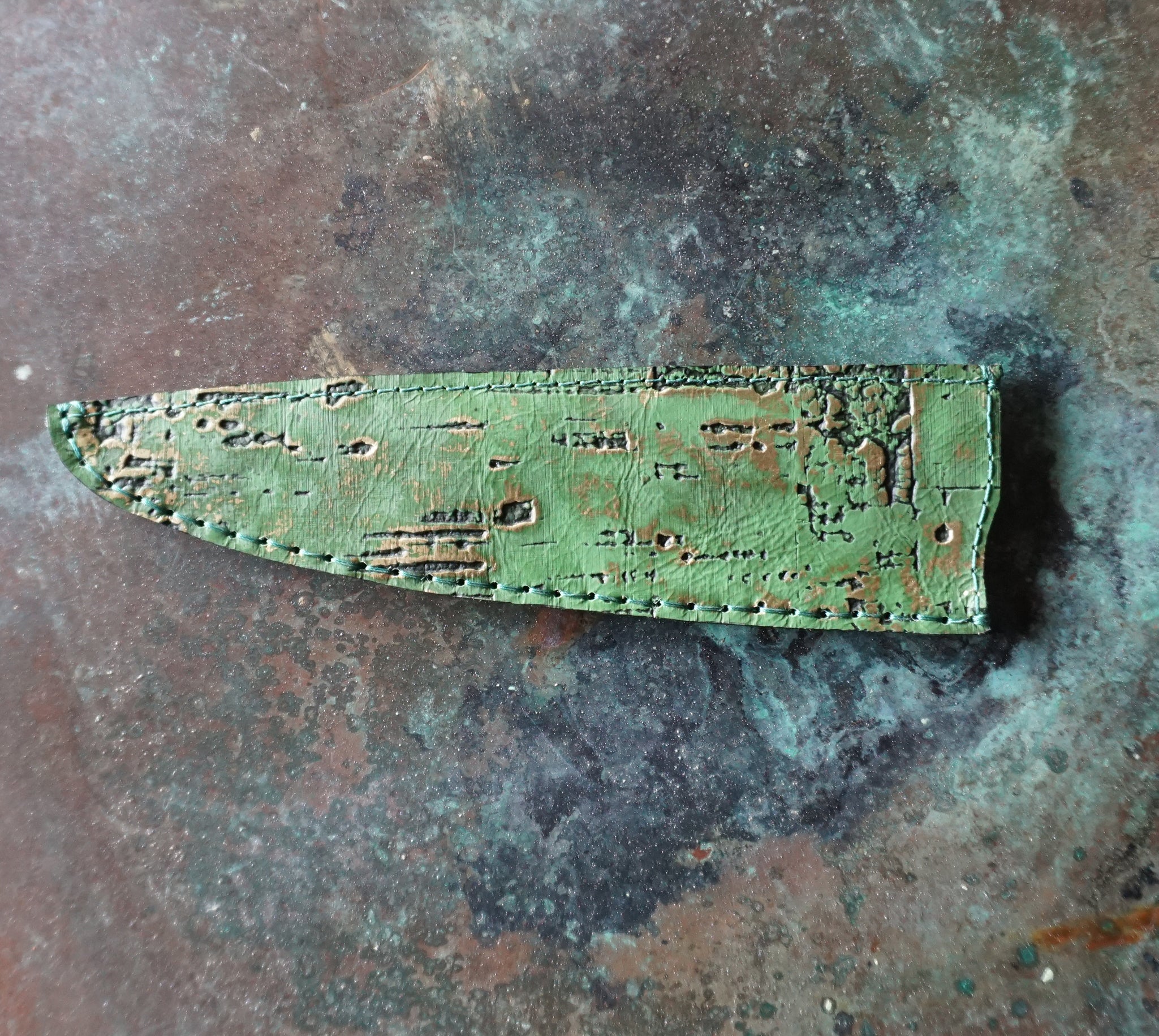 Leather Petty Knife Saya in Golden Moss