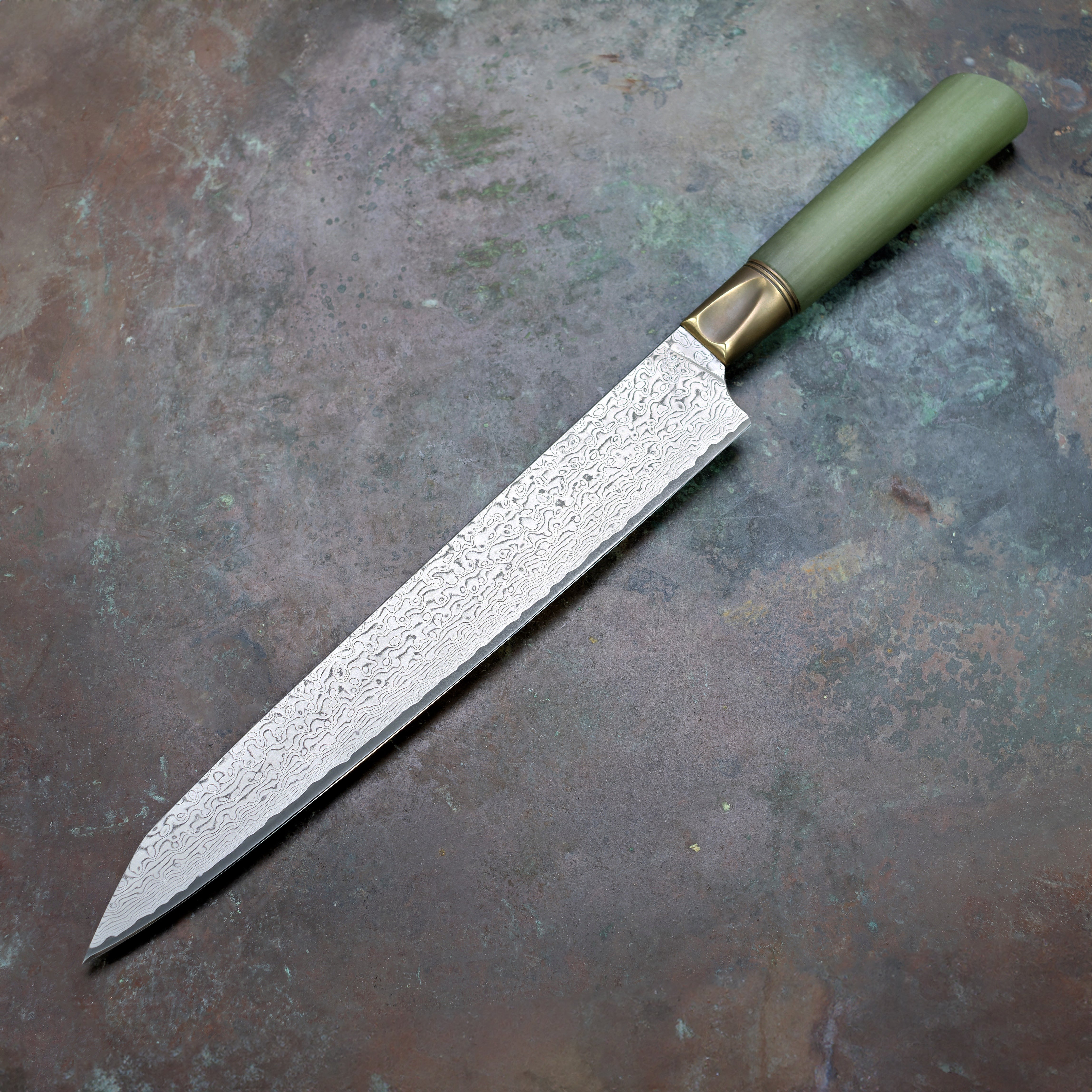 Jade Monolith 10" Slicer in Damascus