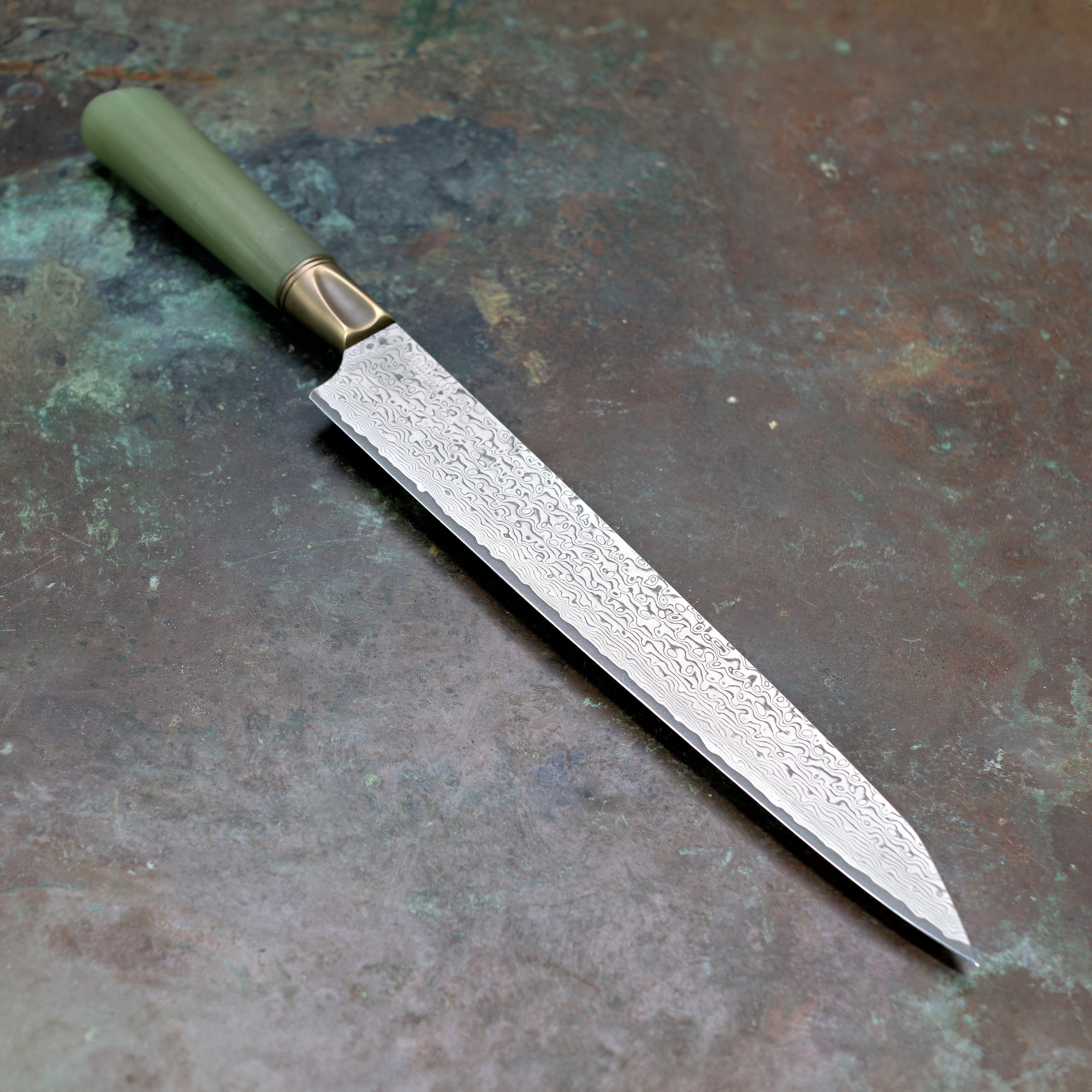 Jade Monolith 10" Slicer in Damascus