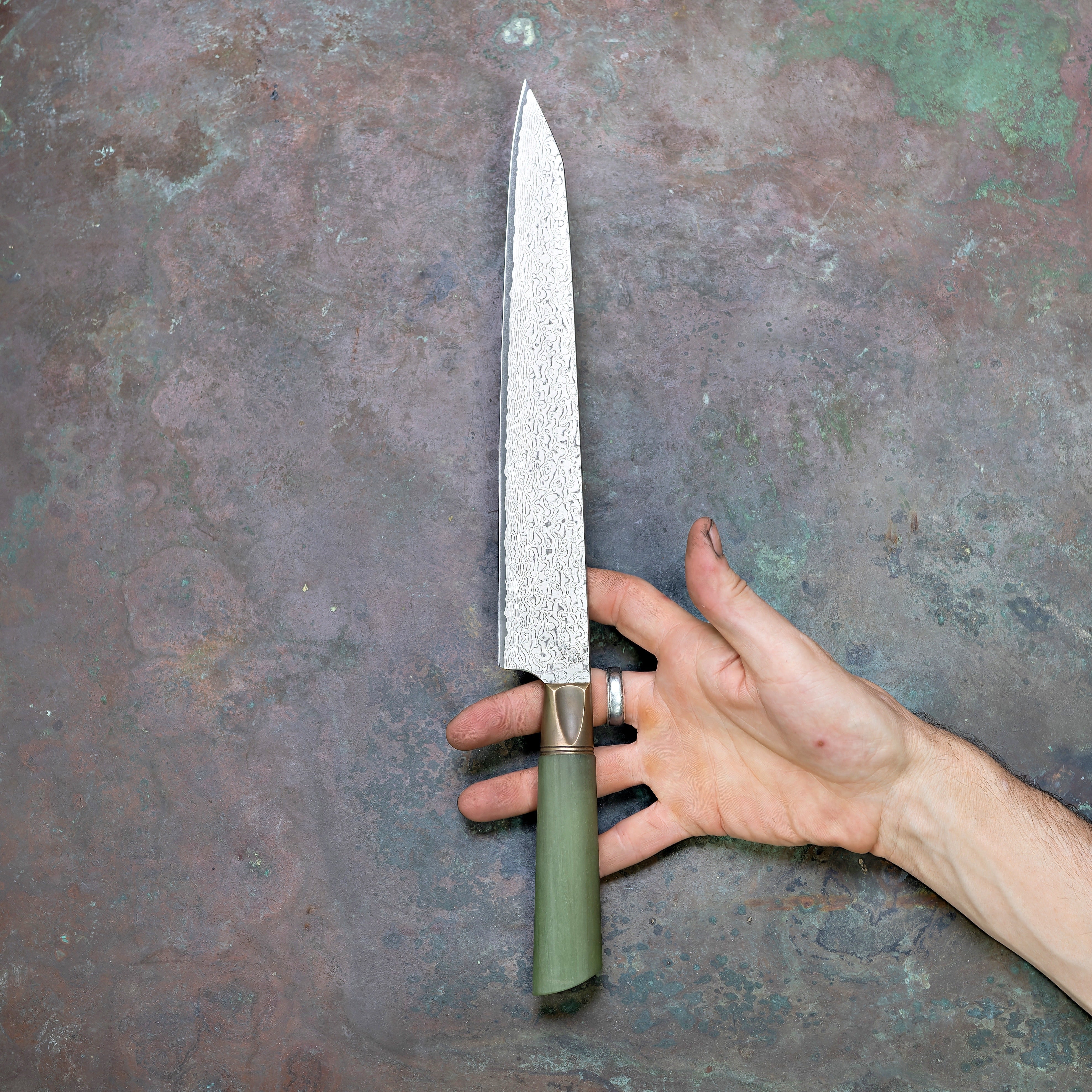 Jade Monolith 10" Slicer in Damascus