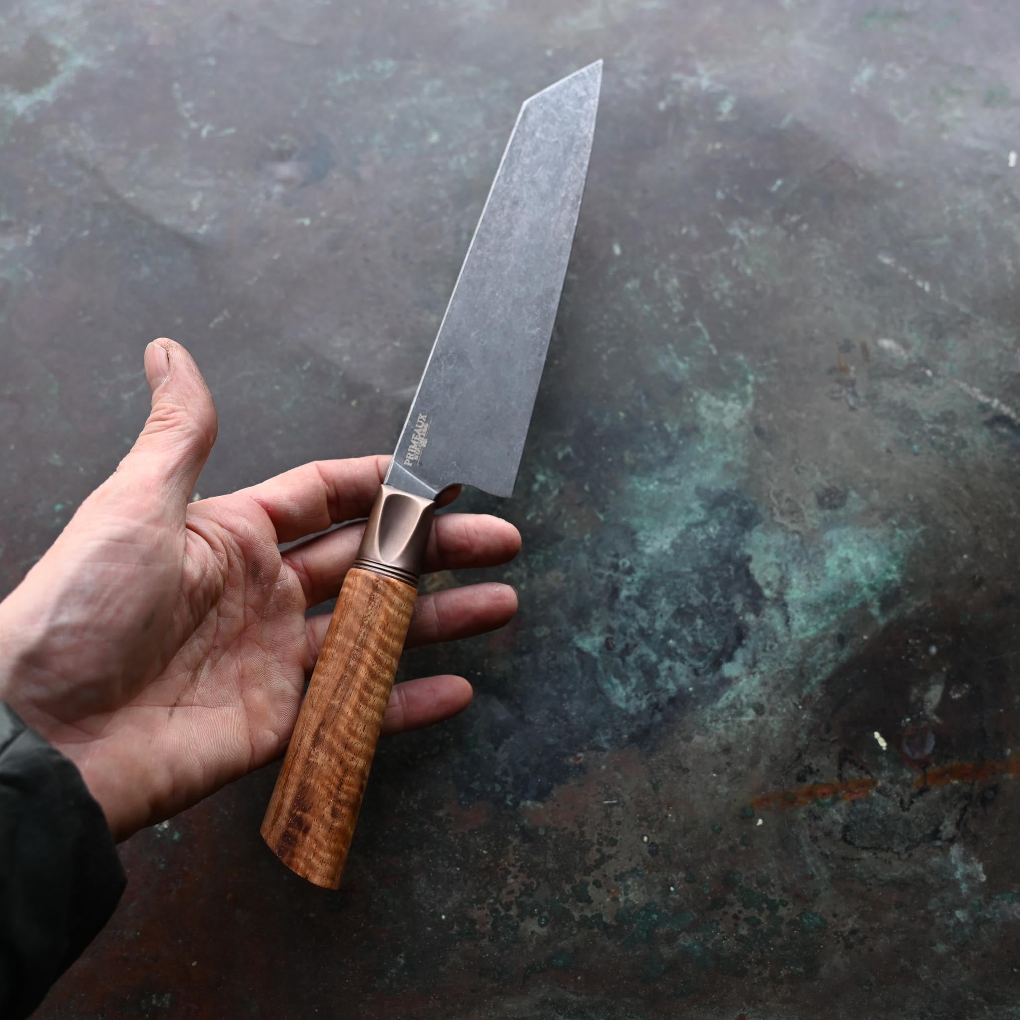 CCK Cleaver with stabilized walnut and curly maple handle  Kitchen knives,  Handcrafted knife, Kitchen knives handmade